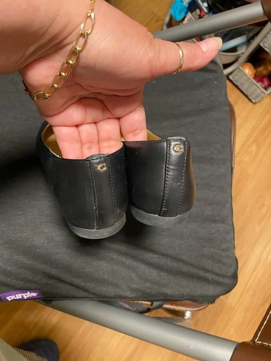 COACH Black Leather Round-Toe Ballet Flats - Picture 3 of 7